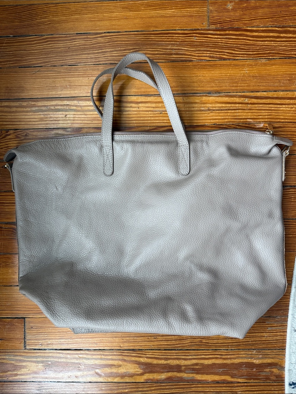 Cuyana Zip Top Leather Tote in Greige